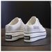 Height Enhancing Canvas Shoes For Women New Version Of Casual Sneakers Small Letter Platform Thick Soled Single Shoes_vogvips.com