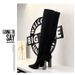 Plus Sock Simple Thick High Heel Pointed Toe Sexy Nightclub Slimming Knitted Over-the-Knee Long Boots Size 42_vogvips.com