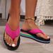 SHLIANG Women's Rainbow Color Platform Flip Flops Summer Thick Sole Lightweight Slip-on Wedges Sandals Girls Beach Slippers V0140_vogvips.com