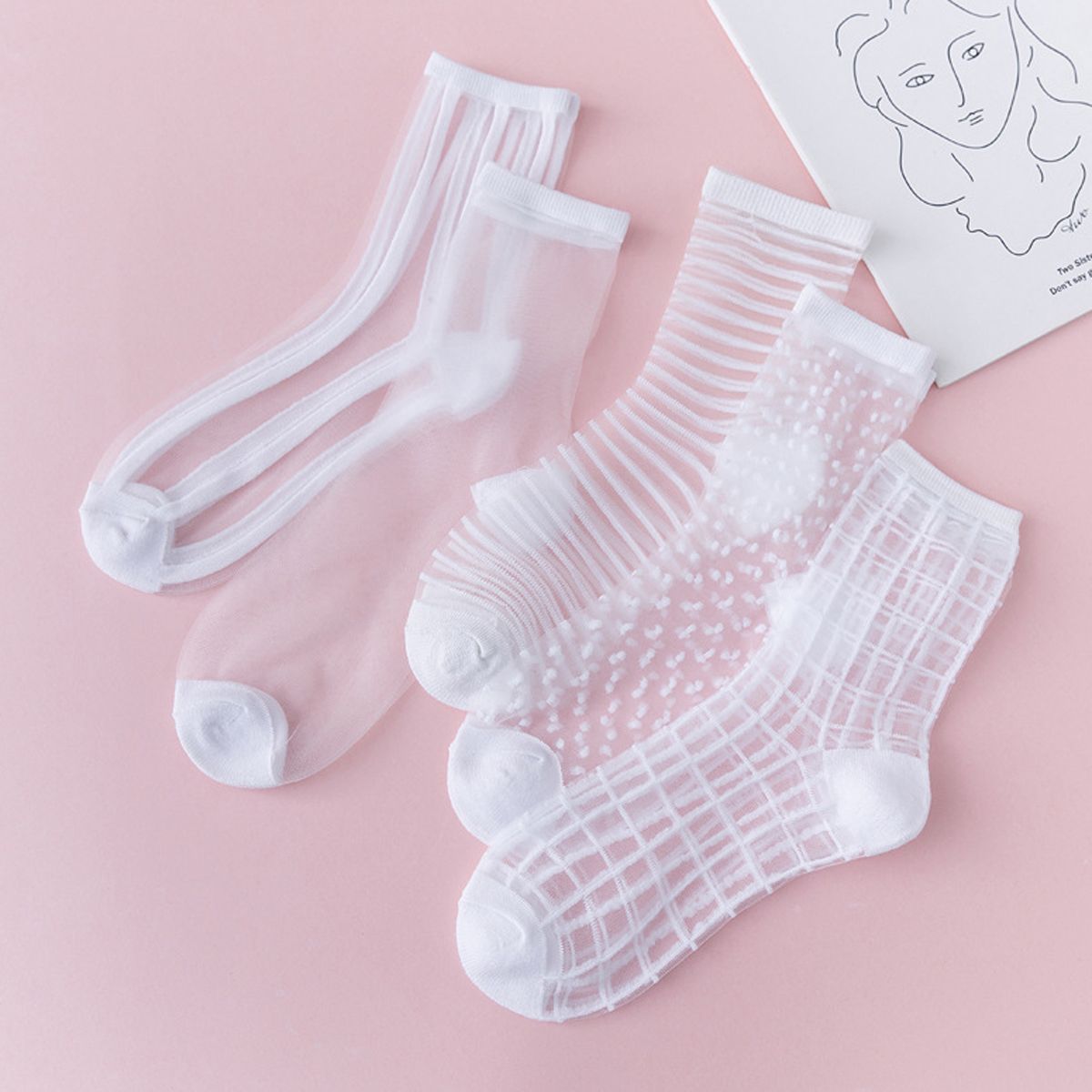 5 Pairs Women's Lace Summer Fashion Sexy Transparent Thin Women Non-slip Ultra-thin Socks Female Ankle Sock_vogvips.com
