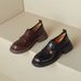 Soft High-End Loafers For Women, Spring And Autumn Thick-Soled Slip-On Lazy JK British Style Small Leather Shoes, Chunky_vogvips.com