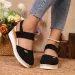Women Linen Plain 6cm Wedge Sandals Handmade Ladies Casual Comfortable Women's Shoes 2025_vogvips.com