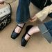 Spring And Autumn New Women S Mary Jane Flat Square Toe Granny French Style Elegant Single Strap Shoes For_vogvips.com
