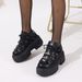 Chunky Platform High-Top Lace-Up Shoes For Women - Fashionable PU Leather Round Toe Boots With Metal Accents & Thick Rubber Sole_vogvips.com