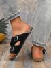 Men's Casual Simple Buckle Adjustable Set With Suede Upper Wood Grain Soft-Soled Slippers_vogvips.com