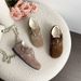 Women's Leather Slide Sandals H-Shaped Strap Flat Sandals Inner Height Increase Genuine Leather Cowhide Versatile Korean Version Fleece Lined Warm Fur_vogvips.com