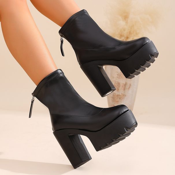 Cross-border Plus-size European American Autumn Winter New Fashion High-heeled Shoes With Chunky Heels And Back Zipper,_vogvips.com