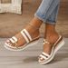 Women's Colorblock Trendy Sandals, Slip On Casual Summer Beach Slides, Non-slip Wedge Slides_vogvips.com