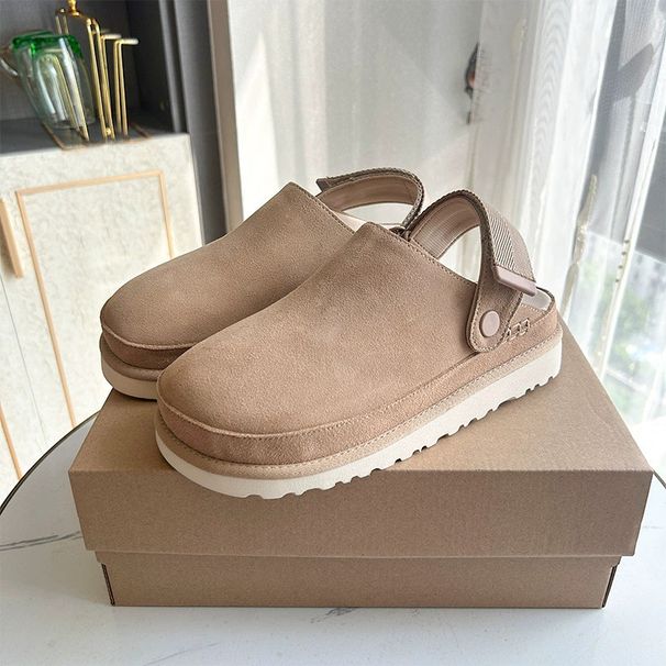 In Stock Goldenstar Clog 2025 Autumn/Winter Leather-Fur Integrated Thick-Soled Snow Boots With Closed Toe, Comfortable_vogvips.com