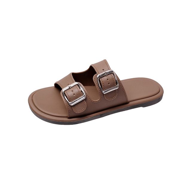 New Soft-soled Double-strap Slippers For Women, Trendy And Versatile For Summer Outdoor Wear, Popular Beach Square-buckle For Women In Summer_vogvips.com