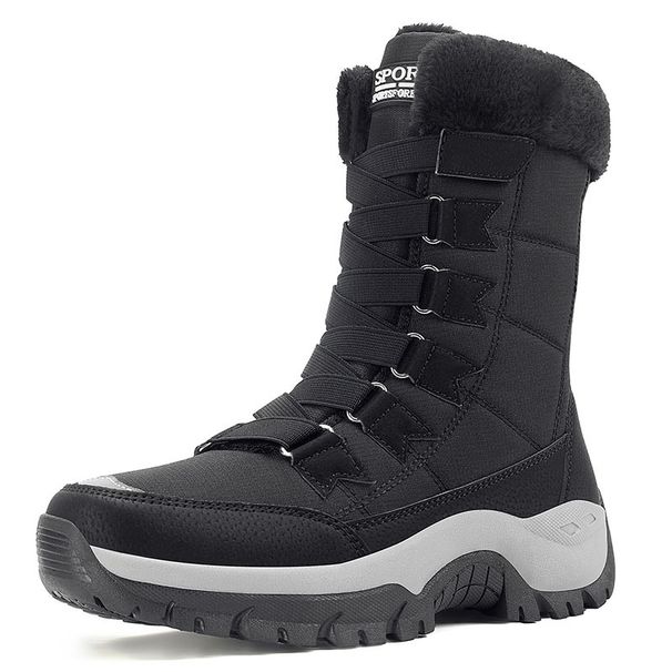 Winter Snow Boots Women Waterproof Suede Warm Plush Rubber Skiing Hiking Shoes Stylish Winter Essential Causal Shoes_vogvips.com