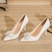 Women's Shoes Elegant Pointed Toe High Heels With Lace Bow Detail - Comfortable Stiletto Pumps For Wedding, Party & Daily Wear (Sizes 31-43, White)_vogvips.com