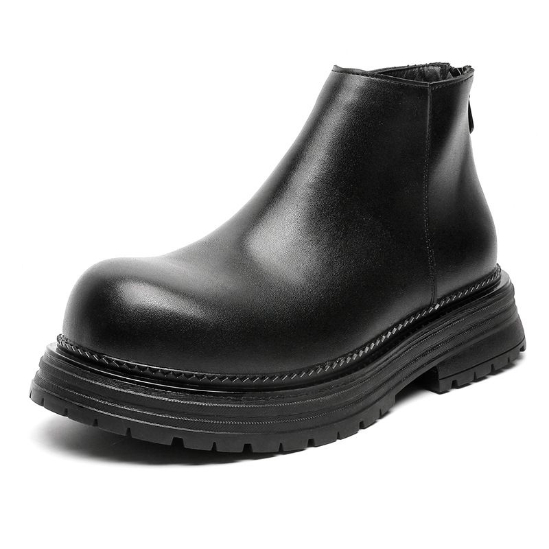 Men's Chelsea Boots Vintage Tooling Thick-soled Heightening Locomotive Martin Boots_vogvips.com