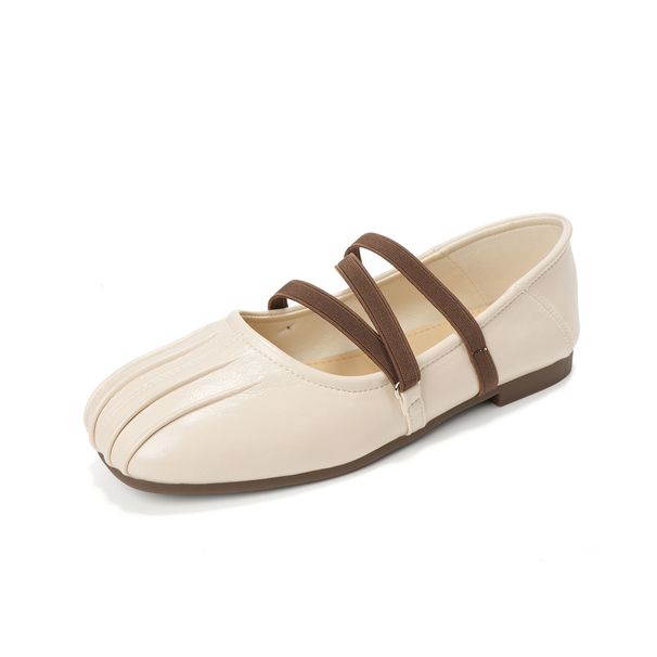 Ballet Mary Jane Shoes Round Head Shallow Mouth French Retro Fairy Style Flat Shoes Female_vogvips.com