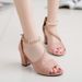 Women S Open Toe With Beaded Clapper Suede Thick Heel Side Empty Fish Mouth Sandals_vogvips.com