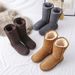 Autumn And Winter Long Snow Boots For Women Thick Bottom Flat Heel Sheepskin Fur One Piece High Top Plus Velvet Thick Warm Cotton Boots Winter Boots_vogvips.com