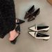 2025 Fall New Pointed Toe Leather Women's Shoes, French Fashion Style, Niche Shallow Chunky Heel Single Shoes For Women_vogvips.com