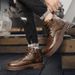 European Warm Series Martin Autumn Winter New Mid-Top Men's Fleece Lined Warm Casual Versatile Soft Sole Work Short Boots_vogvips.com