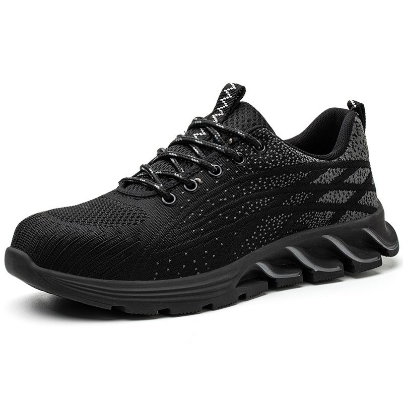 Men’s Shoes Summer Labor Protection Shoes For Men Flying Mesh Surface Breathable Steel Baotou Anti-smashing And Anti-stabbing Protective Shoes_vogvips.com