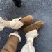 Flat Snow With Fleece Lining Short For Women 2024 Autumn Winter New Lace-up Furry Warm Cotton Korean Style_vogvips.com