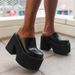 Closed Toe Platform Mules Chunky Heels Shoes Women Thick Bottom Black High Platform Slingback Daily Wear Comfortable_vogvips.com