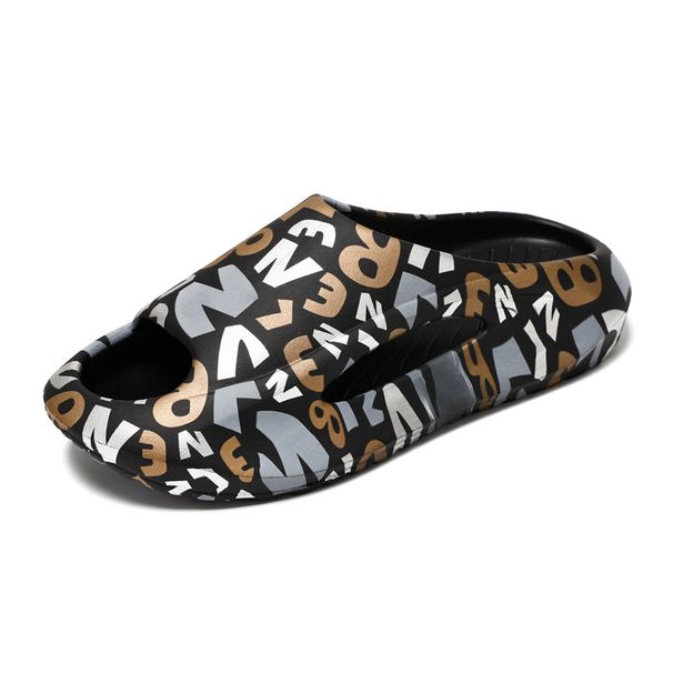 Summer Thick Soled One Line Slipper Home Outdoor Wear, Men's And Women's Cool Slippers, Printed Trendy Sandals, Beach_vogvips.com