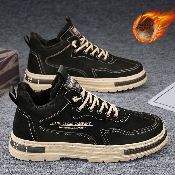 Labor Urance Work Men's Shoes Leece Warm Construction Site Work Cotton Shoes Men's Non-slip Wear-resistant Tooling Board Shoes Middle Help_vogvips.com
