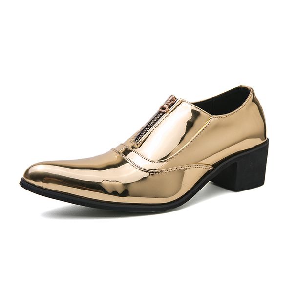 European Station Cross-Border Glossy Casual Leather Spring And Autumn Fashion Pointed Business Front Zipper Formal Thick_vogvips.com