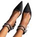 Women's Satin Pointed Toe Flat Sandals 42 Size Spring Autumn New Style Buckle Closure Comfortable Bottom For Casual Wear_vogvips.com