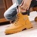 Men's High Top Martin Boots Korean Style Thick Soled Non Slip Work Short Trendy Shoes_vogvips.com