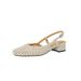 4cm~ Woven Hollow Sandals For Women 2024 Summer New Fashion Breathable Square Toe Medium Chunky Heel Open Back_vogvips.com