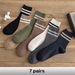 7 Pair Men's Striped Casual Breathable Cotton Socks High Quality Harajuku Retro Style_vogvips.com