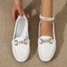 New Doudou Shoes Women Round Head Low Heel Metal Chain Casual Wear Single Shoes_vogvips.com