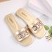 Valentine's Day Women's New Fashion Slippers Classic Temperament Versatile Solid Color Metal Decoration Square Toe Flat Sandals_vogvips.com