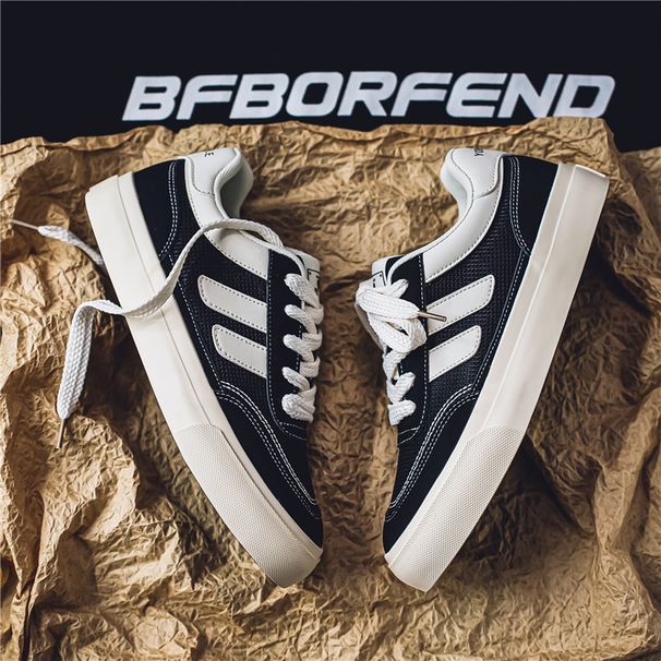 Men's Canvas Sneakers Soft Sole Low Top Casual Fall Japanese Style Breathable Board Shoes For Student Daily Wear_vogvips.com
