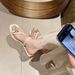 Summer French Rhinestone Flower Clip-toe Chunky Heel Sandals Women's Outdoor Square Toe Transparent High Heel Sandals_vogvips.com