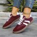 Spring And Autumn Sneakers, Fashionable Mixed Color Lace Up Sneakers, Comfortable And Non Slip Flat Shoes_vogvips.com