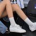 Leather Soft Soled German Training For Women 2024 Autumn New Flat Bottomed Lace Up Sports Casual Forrest Gump Versatile_vogvips.com