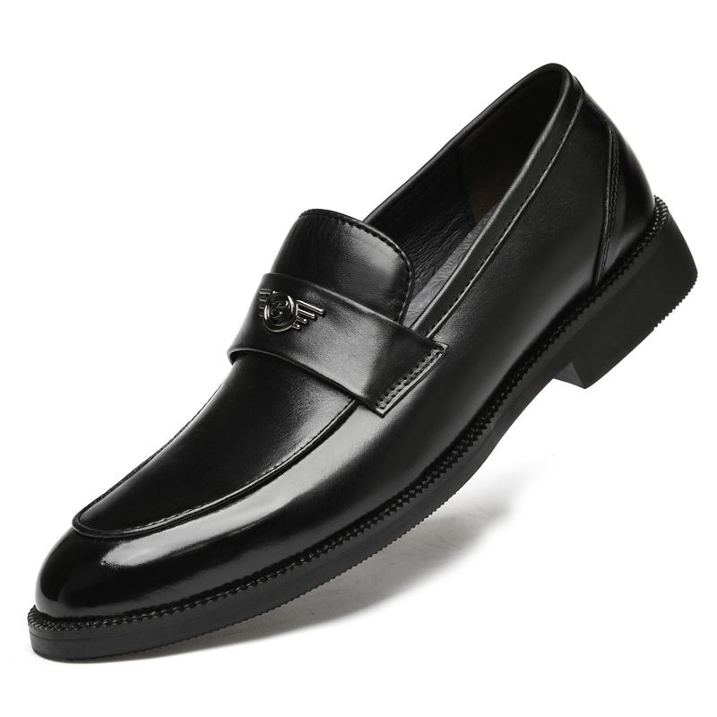 Dress Casual Shoes Leather Shoes Men's Round Head Shallow Mouth Foot Set_vogvips.com