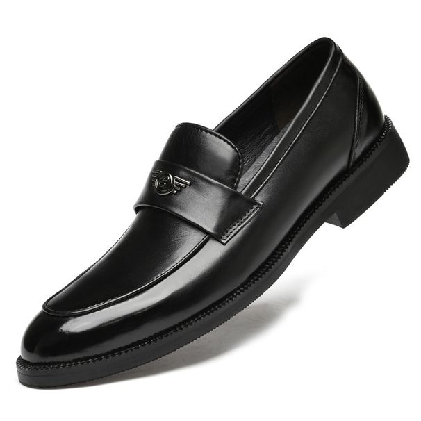 Dress Casual Shoes Leather Shoes Men's Round Head Shallow Mouth Foot Set_vogvips.com