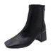 Martin For Women 2024 New Style Winter Square Toe Back Zipper Short Women's Chunky Mid Heel Boots_vogvips.com