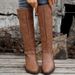 Plus Size Square Heel Pointed Toe Motorcycle Style Women's 2024 Autumn Winter New High Tube Over-the-Knee Outdoor Boots_vogvips.com