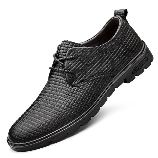 Men's Leather Shoes Lace-up Casual Leather Shoes Dress Men's Shoes Round Head Casual Men's Shoes_vogvips.com