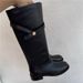 Cowhide Version Retro Small Gold Buckle Leather Platform Boots Women's Belt Buckle Thick Heel Knight Boots Tall Boots Long Boots_vogvips.com