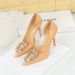 638-K30 European And American Style Banquet Women's Shallow Mouth Pointed Toe Side Hollow Rhinestone Buckle Single_vogvips.com