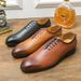 Cross-Border Large Striped Leather Men 38-47 Brogue Business Formal Casual Shoes British Men's Loafers_vogvips.com