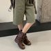 Augu Shiden Brown Short For Women 2025 New Autumn Western Cowboy British Style Martin Thick Sole Slouch Boots_vogvips.com