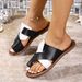 Women's Shoes Casual Flat Soled Large Size Slippers For Women Color Matching Toe Toed Black And White Fish Mouth Sandals For Women_vogvips.com