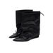 Women's High Heeled Lace Up Ankle Boots Black Wedge Slim Fit Style Short Boots Niche Design_vogvips.com