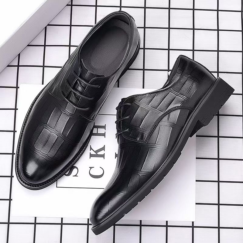 Men's Formal Dress Shoes - Breathable PU Leather Oxfords For Business & Casual Wear, Slip-Resistant & Lightweight, Classic Pointed Toe Design_vogvips.com